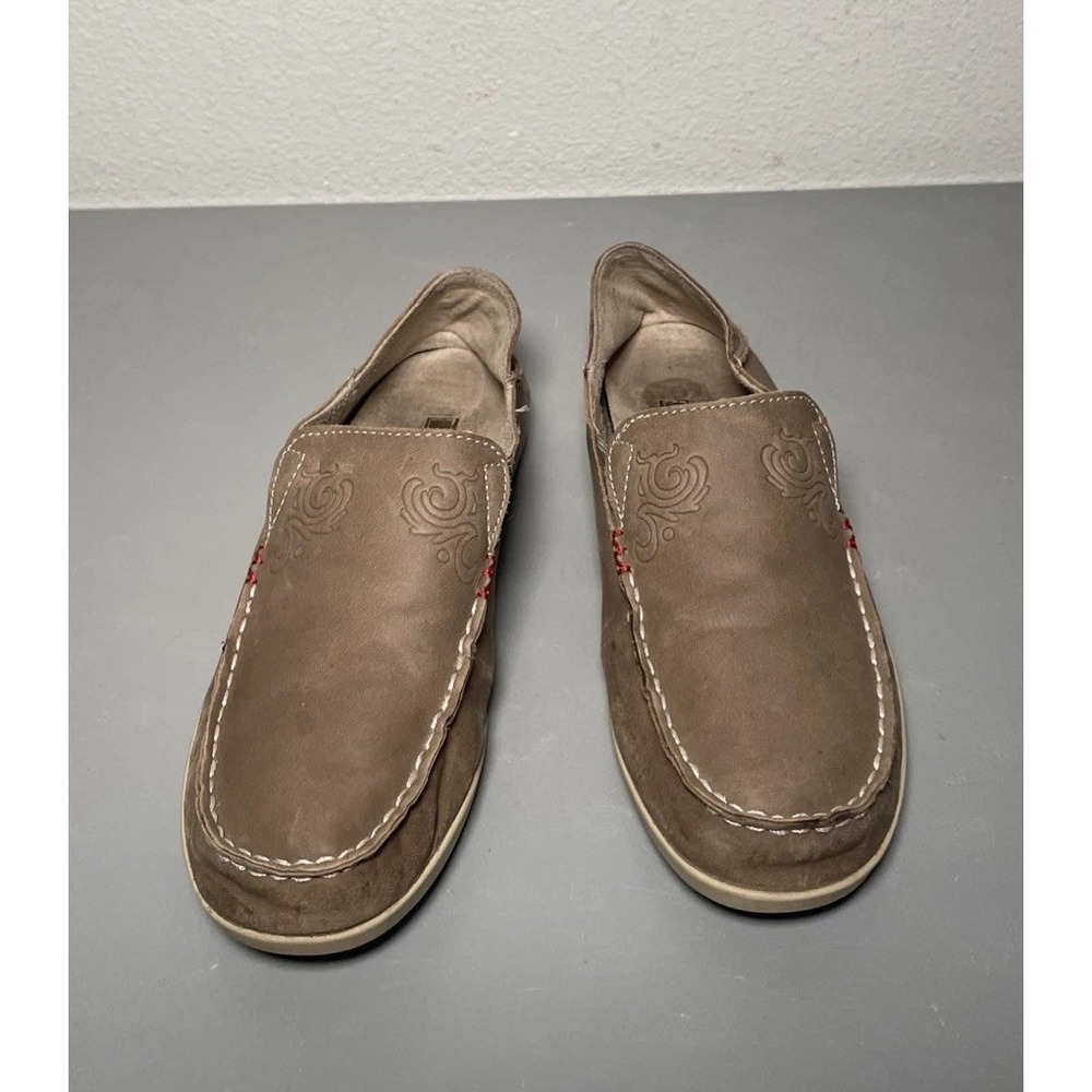 OluKai Nohea Nubuck Shoes Women's 8 Comfort Leather Slip On Loafers